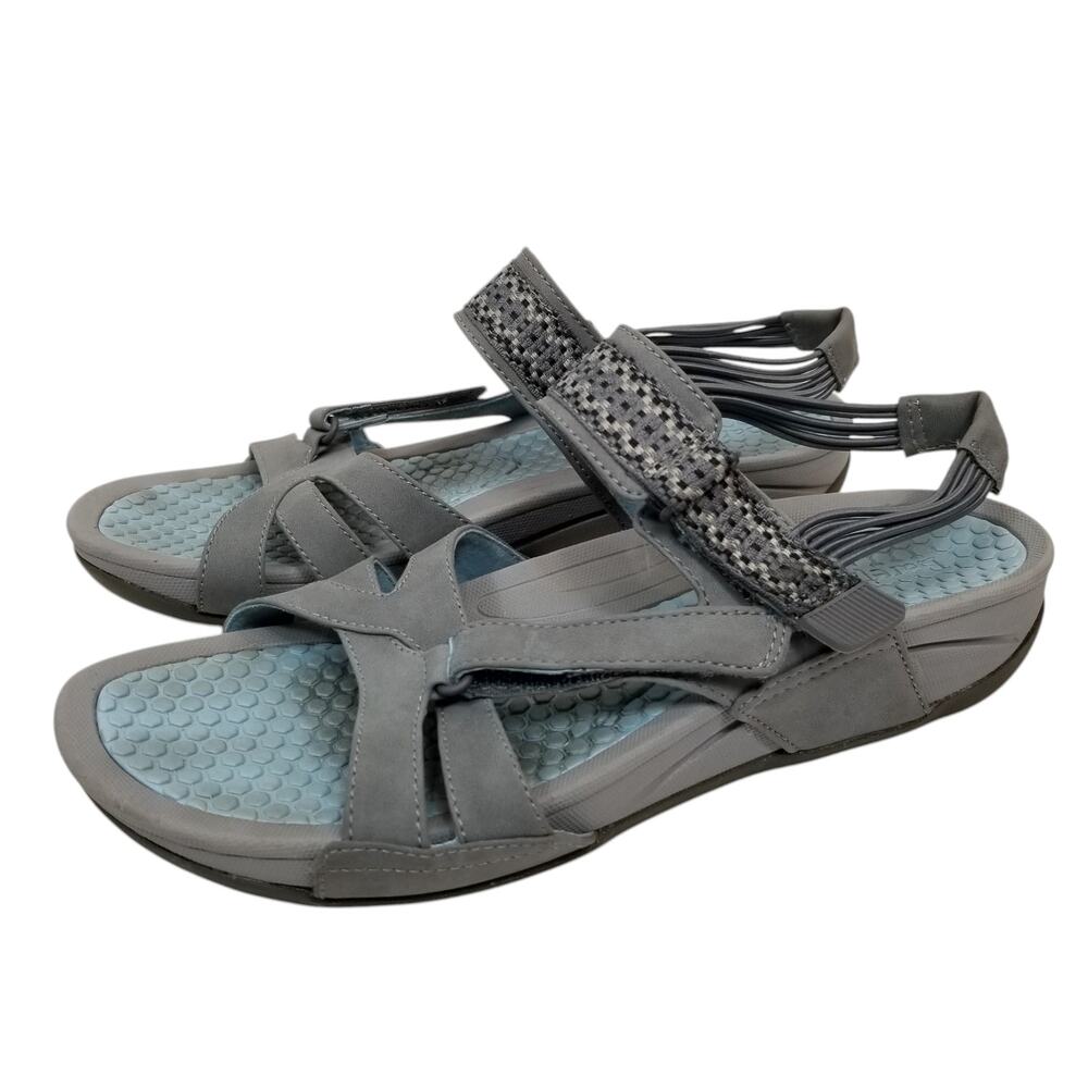 BareTraps Dalton Sport Blue Gray Active Sandals Adjustable Strappy Size 9.5